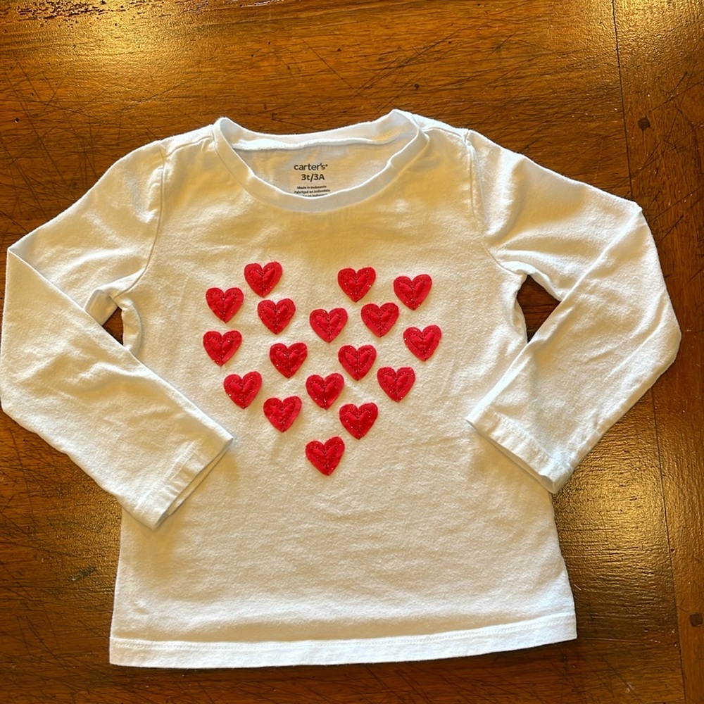 CARTERS | hearts long sleeve shirt | 3T